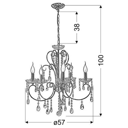 Chandelier on a chain AURORA 5xE14/40W/230V