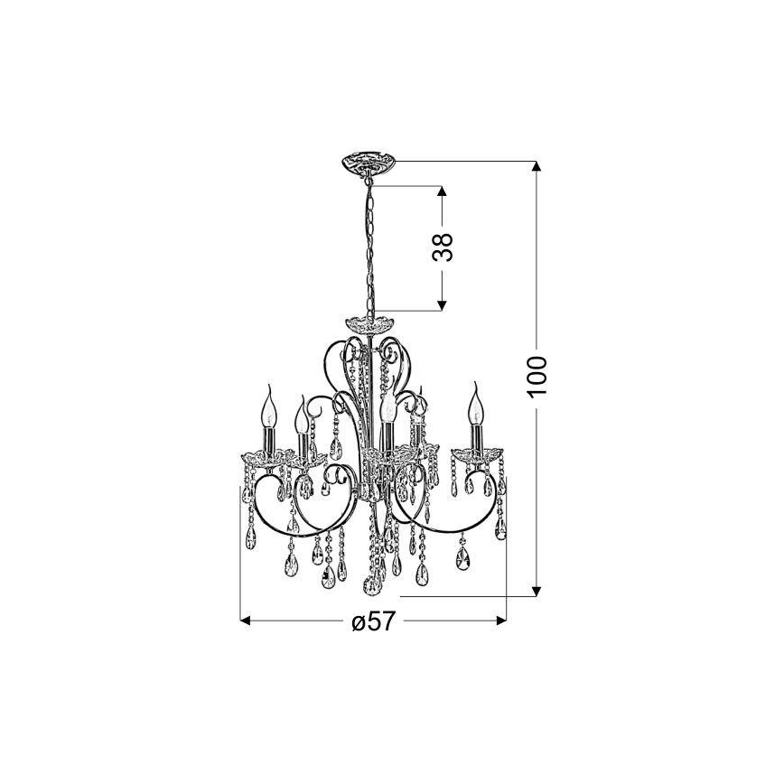 Chandelier on a chain AURORA 5xE14/40W/230V