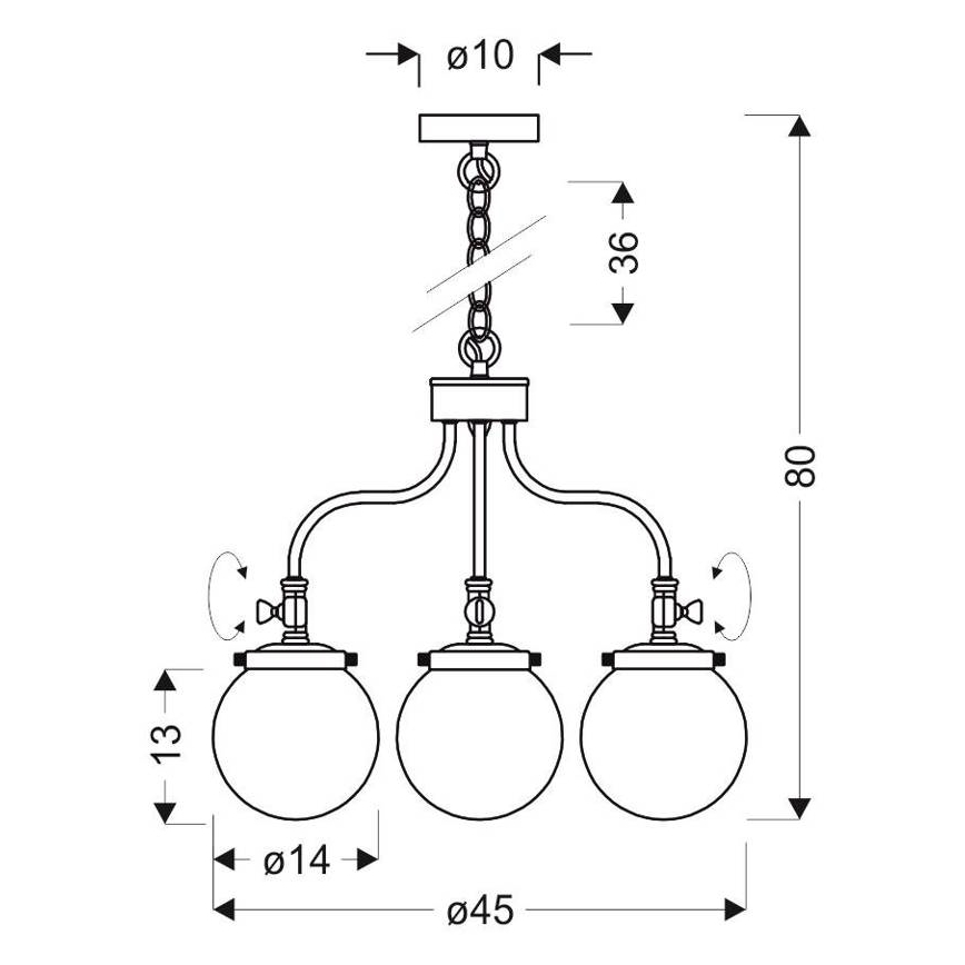 Chandelier on a chain BALLET 3xE27/40W/230V matte chrome