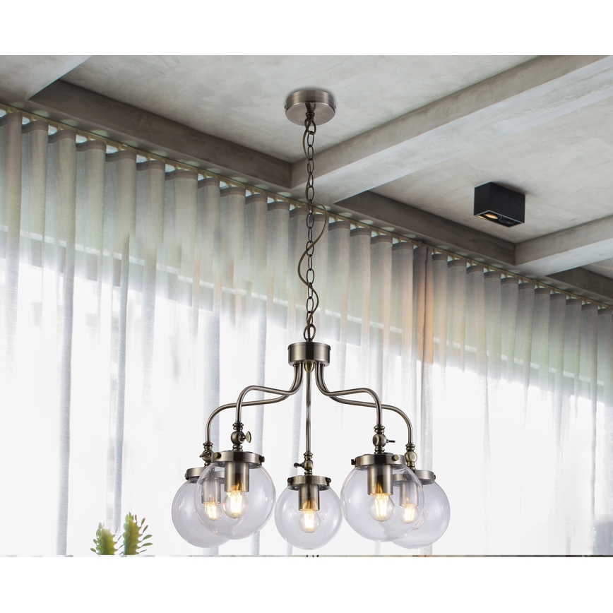 Chandelier on a chain BALLET 5xE27/40W/230V matte chrome