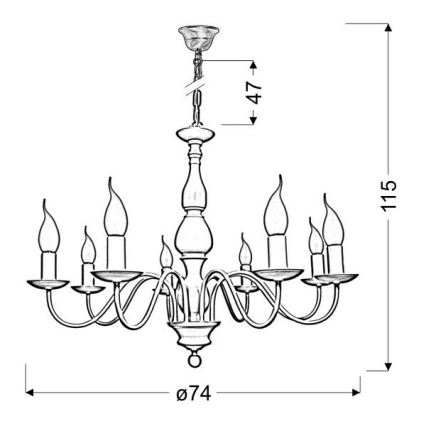 Chandelier on a chain BELLAGIO 8xE14/40W/230V