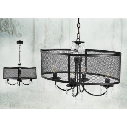 Chandelier on a chain BRESSO 4xE14/12W/230V black