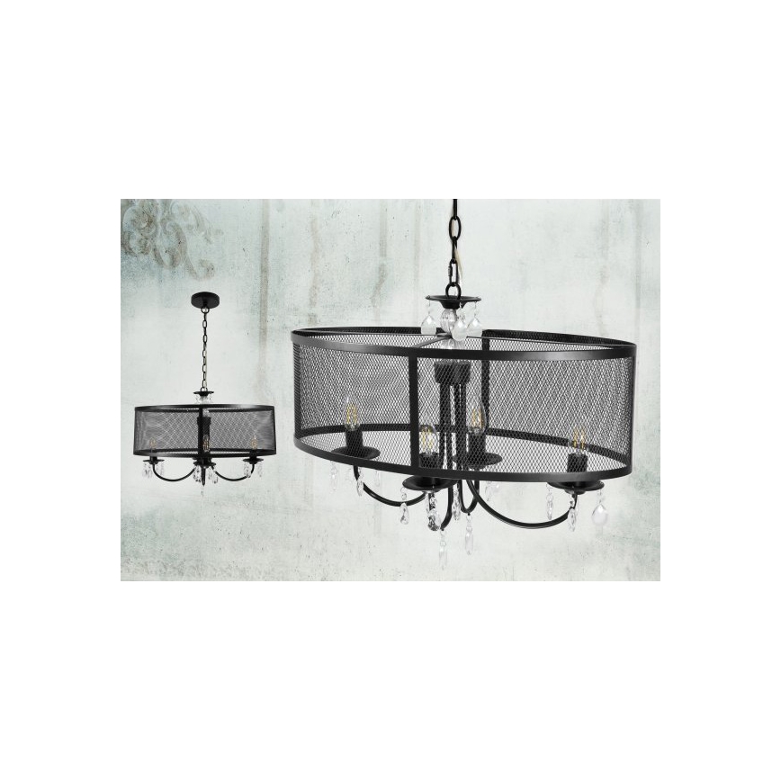 Chandelier on a chain BRESSO 4xE14/12W/230V black