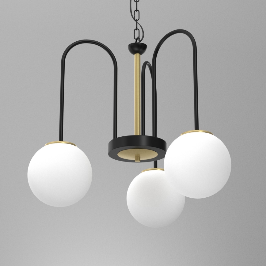 Chandelier on a chain CAMBRIDGE 3xE14/60W/230V black/brass