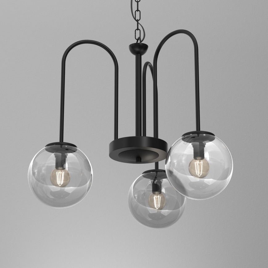 Chandelier on a chain CAMBRIDGE 3xE14/60W/230V black