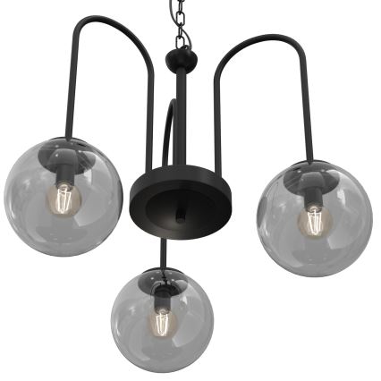 Chandelier on a chain CAMBRIDGE 3xE14/60W/230V black