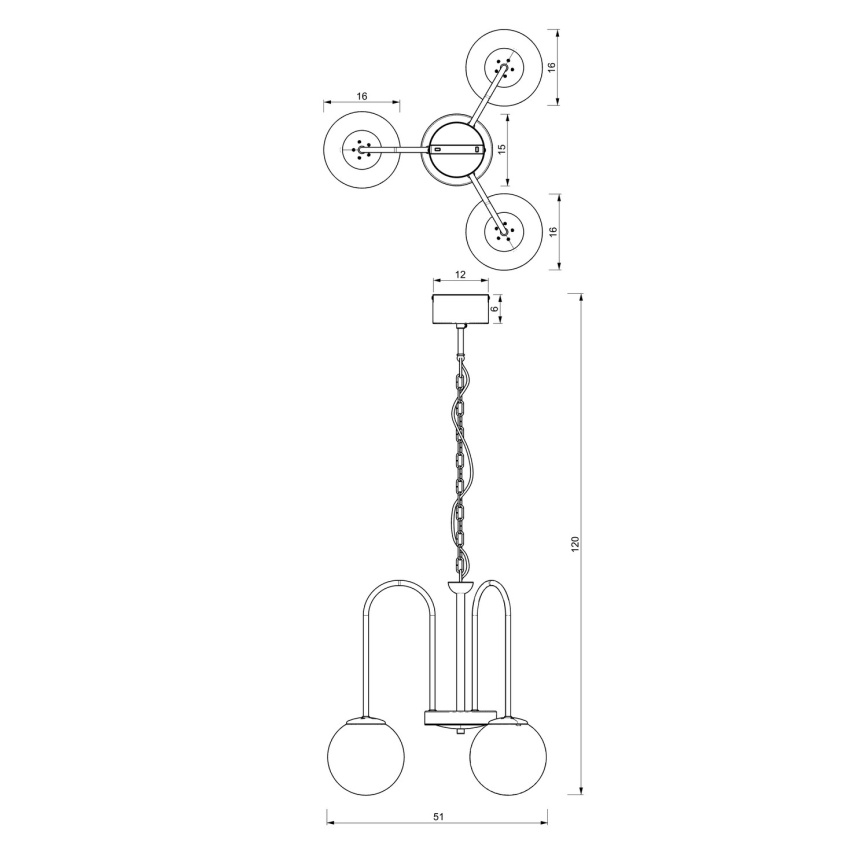 Chandelier on a chain CAMBRIDGE 3xE14/60W/230V black