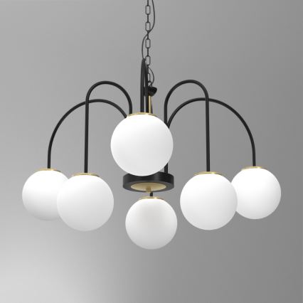 Chandelier on a chain CAMBRIDGE 6xE14/60W/230V black/brass