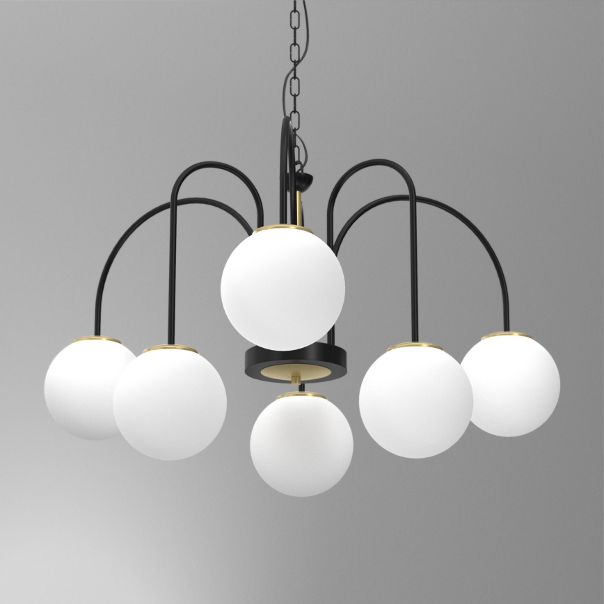 Chandelier on a chain CAMBRIDGE 6xE14/60W/230V black/brass