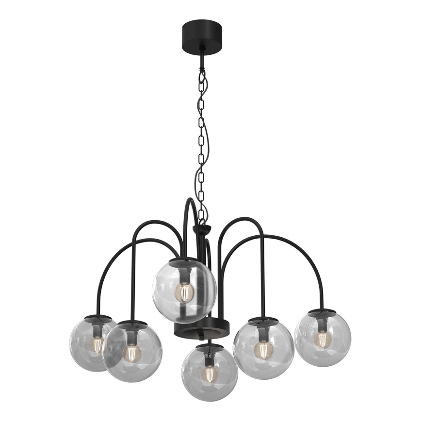 Chandelier on a chain CAMBRIDGE 6xE14/60W/230V black