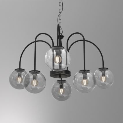 Chandelier on a chain CAMBRIDGE 6xE14/60W/230V black