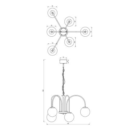 Chandelier on a chain CAMBRIDGE 6xE14/60W/230V black