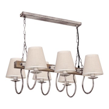 Chandelier on a chain CARIN 6xE14/60W/230V pine