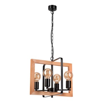 Chandelier on a chain CEDRIC 4xE27/60W/230V beech/brown