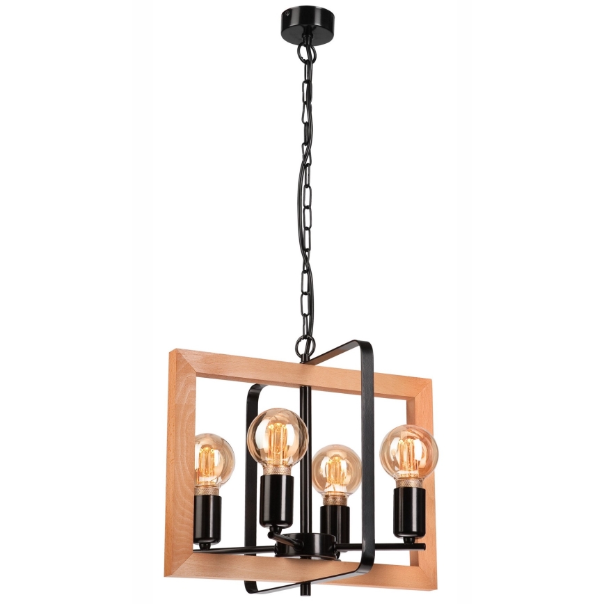 Chandelier on a chain CEDRIC 4xE27/60W/230V beech/brown