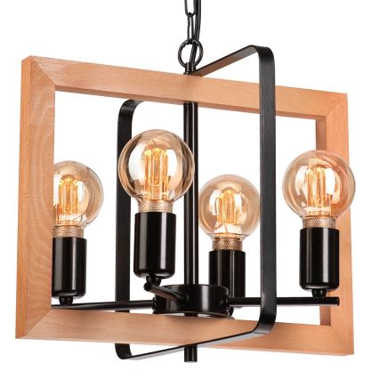 Chandelier on a chain CEDRIC 4xE27/60W/230V beech/brown
