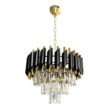 Chandelier on a chain CRISTAL 5xE14/40W/230V gold/black