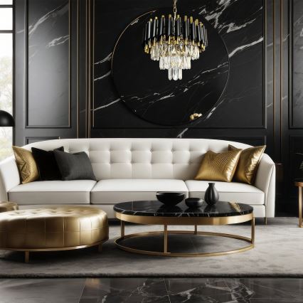 Chandelier on a chain CRISTAL 5xE14/40W/230V gold/black