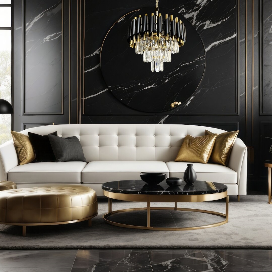 Chandelier on a chain CRISTAL 5xE14/40W/230V gold/black