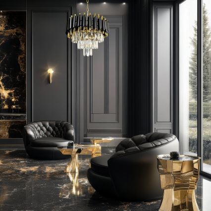 Chandelier on a chain CRISTAL 5xE14/40W/230V gold/black