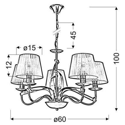 Chandelier on a chain DIVA 5xE14/40W/230V