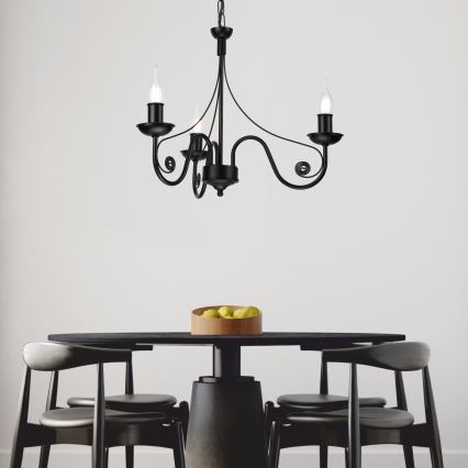 Chandelier on a chain DONATO 3xE14/40W/230V black
