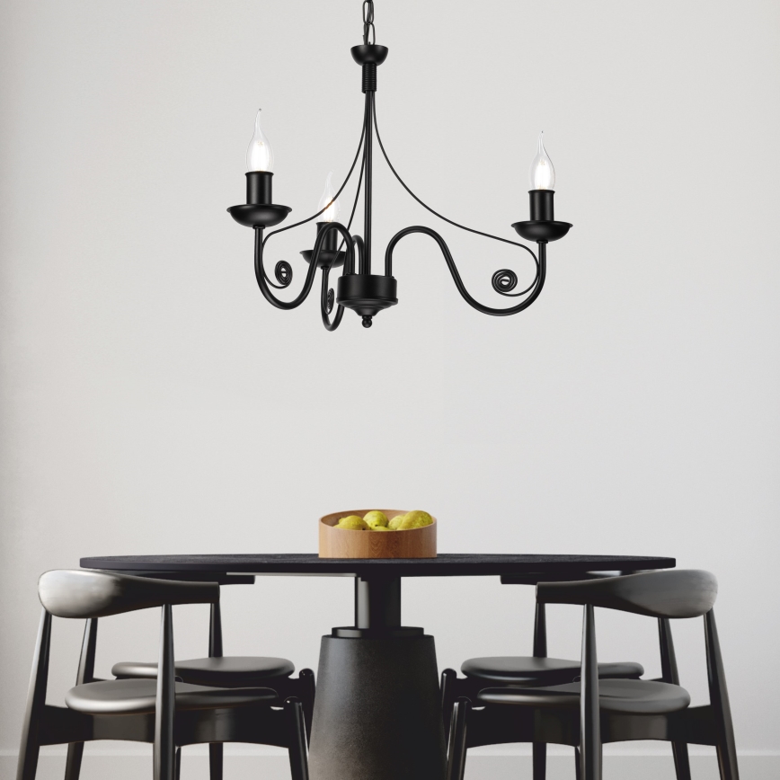 Chandelier on a chain DONATO 3xE14/40W/230V black