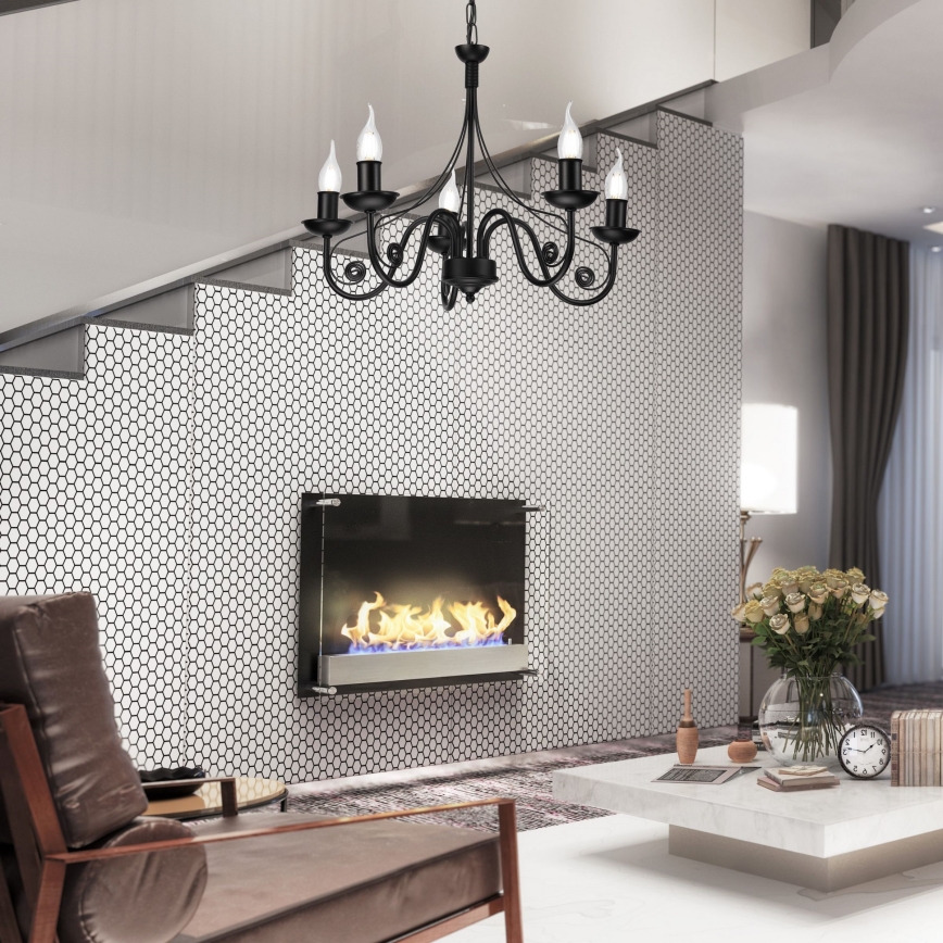 Chandelier on a chain DONATO 5xE14/40W/230V black