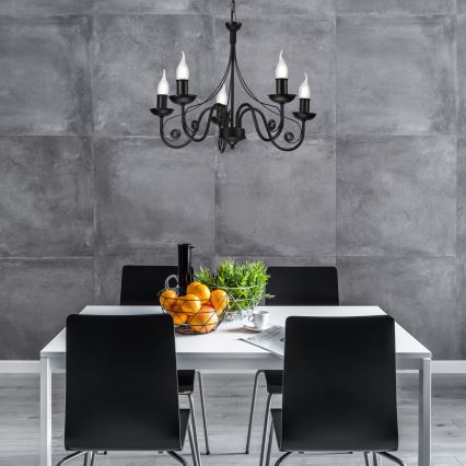Chandelier on a chain DONATO 5xE14/40W/230V black