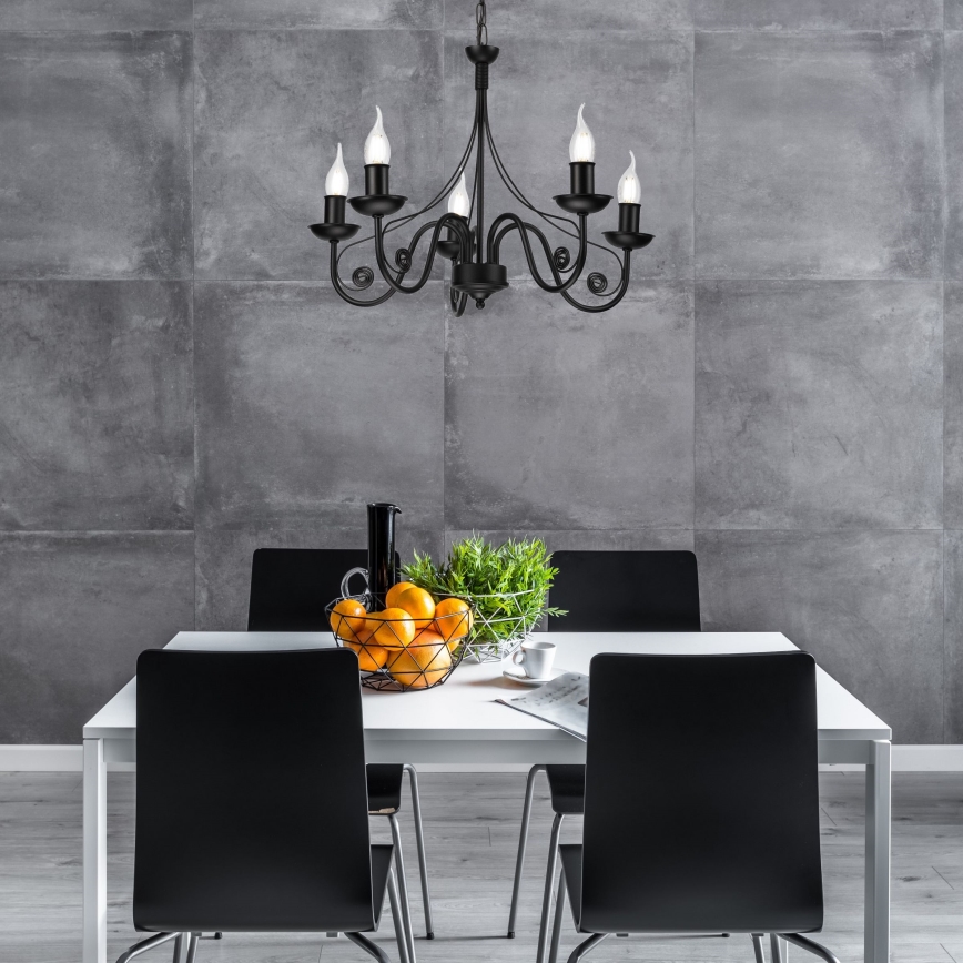 Chandelier on a chain DONATO 5xE14/40W/230V black