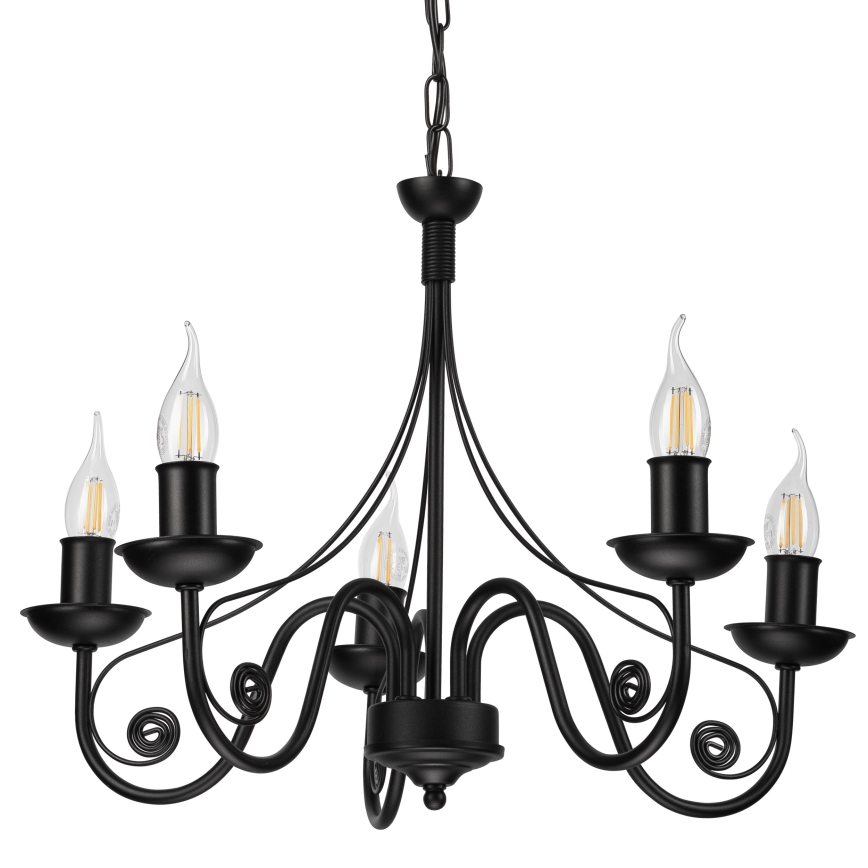 Chandelier on a chain DONATO 5xE14/40W/230V black
