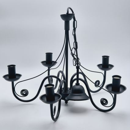 Chandelier on a chain DONATO 5xE14/40W/230V black