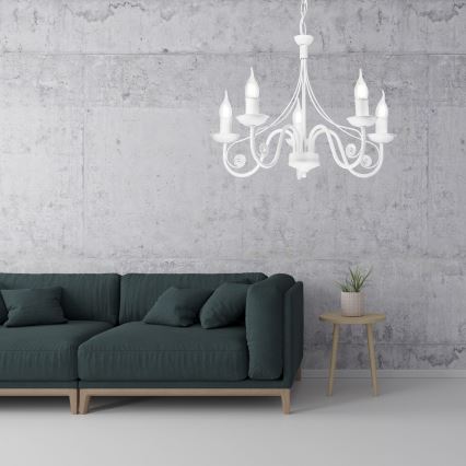 Chandelier on a chain DONATO 5xE14/40W/230V white