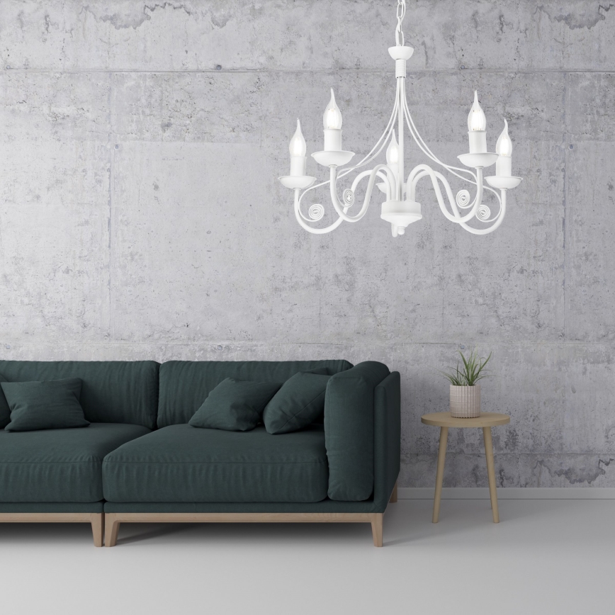 Chandelier on a chain DONATO 5xE14/40W/230V white