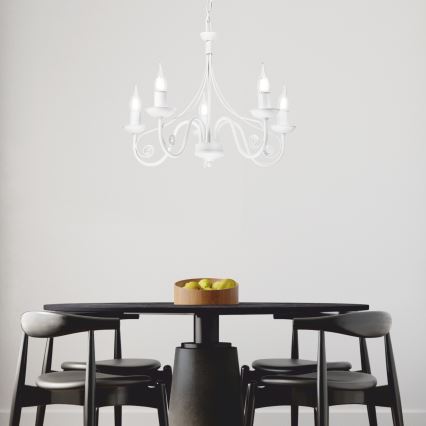 Chandelier on a chain DONATO 5xE14/40W/230V white