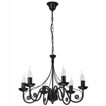 Chandelier on a chain DONATO 6xE14/40W/230V black