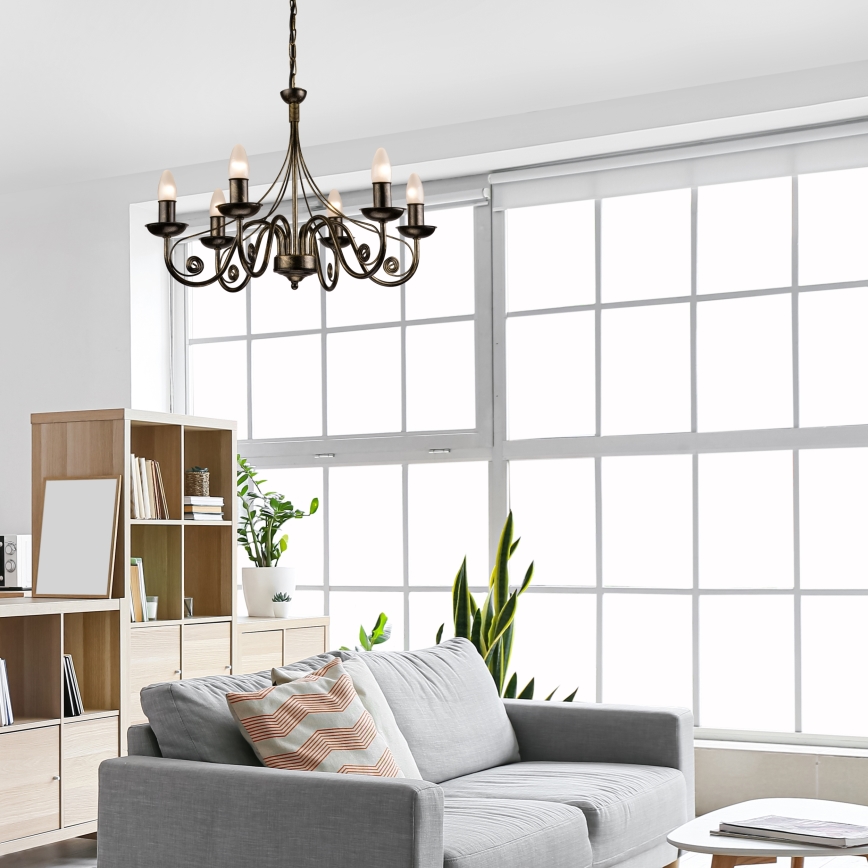 Chandelier on a chain DONATO 6xE14/40W/230V