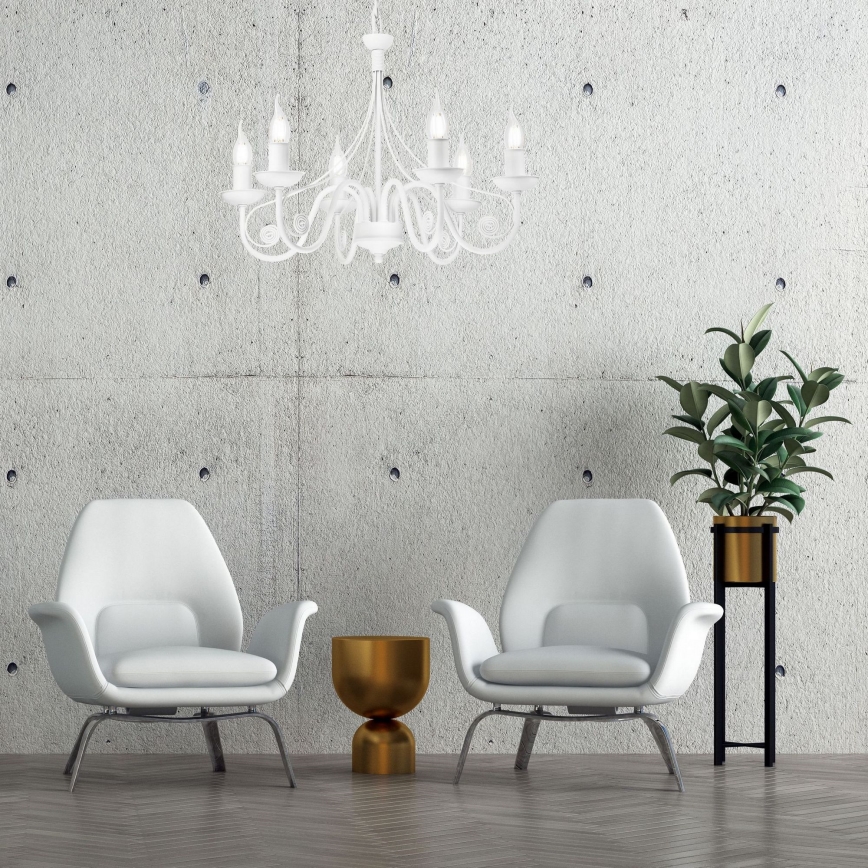 Chandelier on a chain DONATO 6xE14/40W/230V white