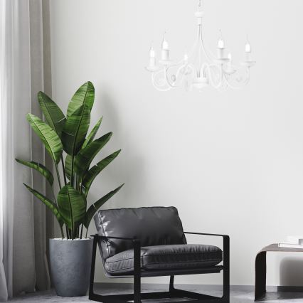 Chandelier on a chain DONATO 6xE14/40W/230V white