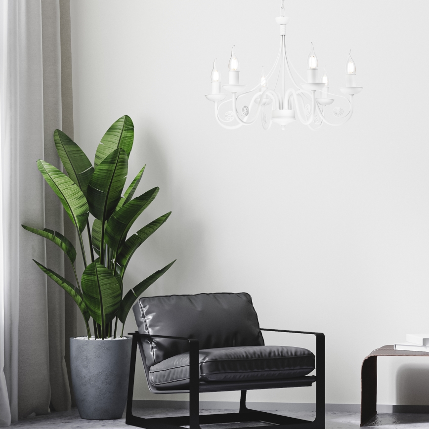 Chandelier on a chain DONATO 6xE14/40W/230V white