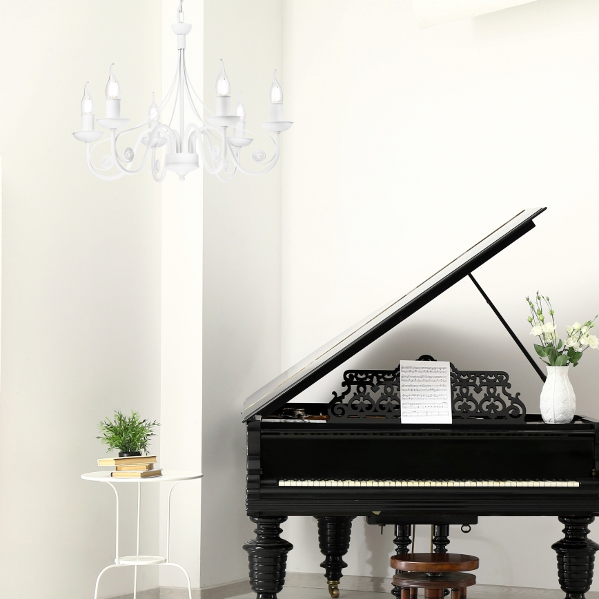 Chandelier on a chain DONATO 6xE14/40W/230V white