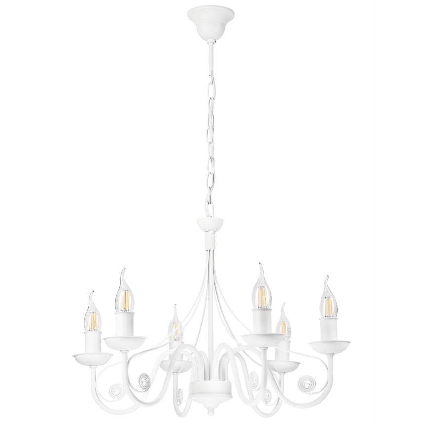 Chandelier on a chain DONATO 6xE14/40W/230V white
