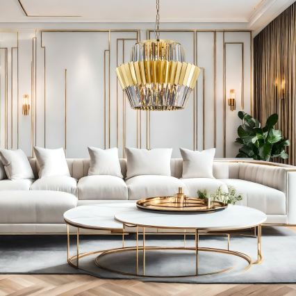 Chandelier on a chain DONNA 12xE14/40W/230V d. 55 cm gold