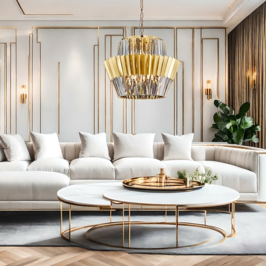 Chandelier on a chain DONNA 12xE14/40W/230V d. 55 cm gold