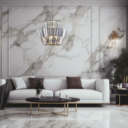 Chandelier on a chain DONNA 12xE14/40W/230V d. 55 cm matte chrome