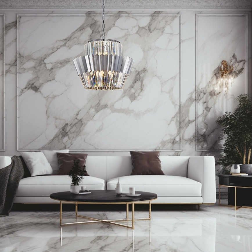 Chandelier on a chain DONNA 12xE14/40W/230V d. 55 cm matte chrome