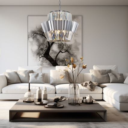 Chandelier on a chain DONNA 12xE14/40W/230V d. 55 cm matte chrome