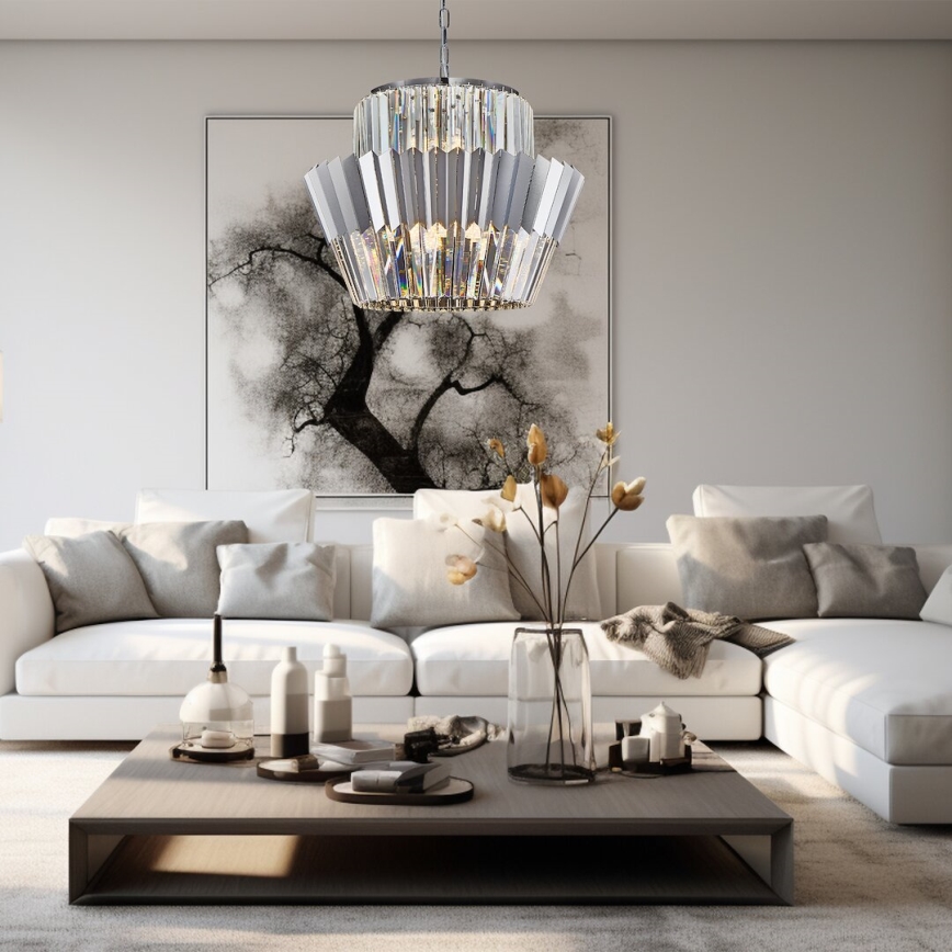 Chandelier on a chain DONNA 12xE14/40W/230V d. 55 cm matte chrome