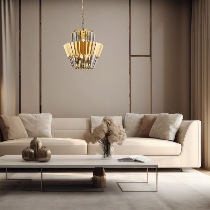 Chandelier on a chain DONNA 9xE14/40W/230V d. 45 cm gold