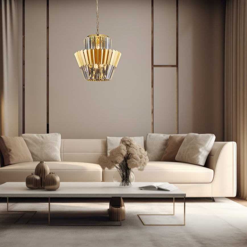 Chandelier on a chain DONNA 9xE14/40W/230V d. 45 cm gold